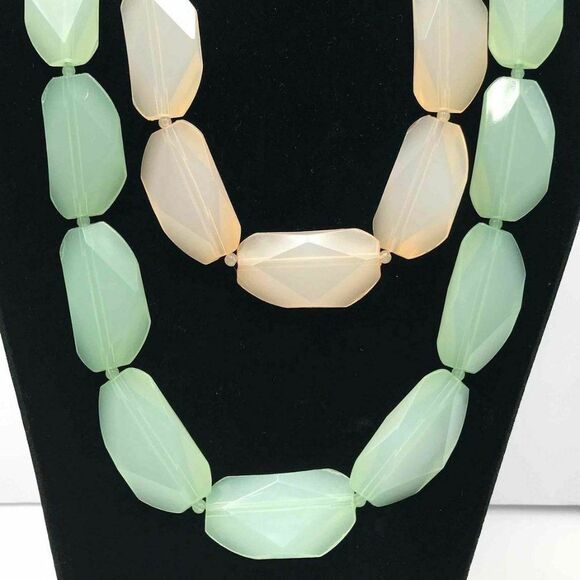 Pink and Green Simulated Gemstone Bead Necklaces - Picture 2 of 3